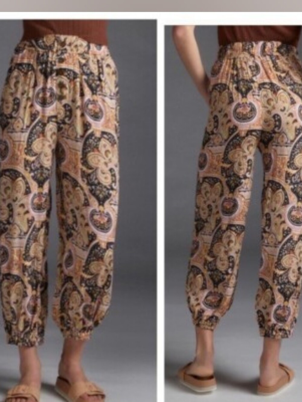Anthropologie A+ Odette Orange Paisley Harem Jogger Pull On Boho Pants 2X